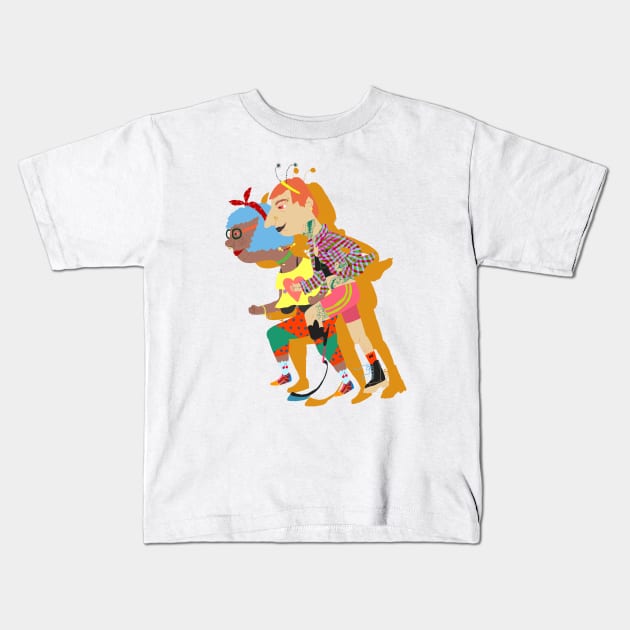 Running couple Kids T-Shirt by ezrawsmith